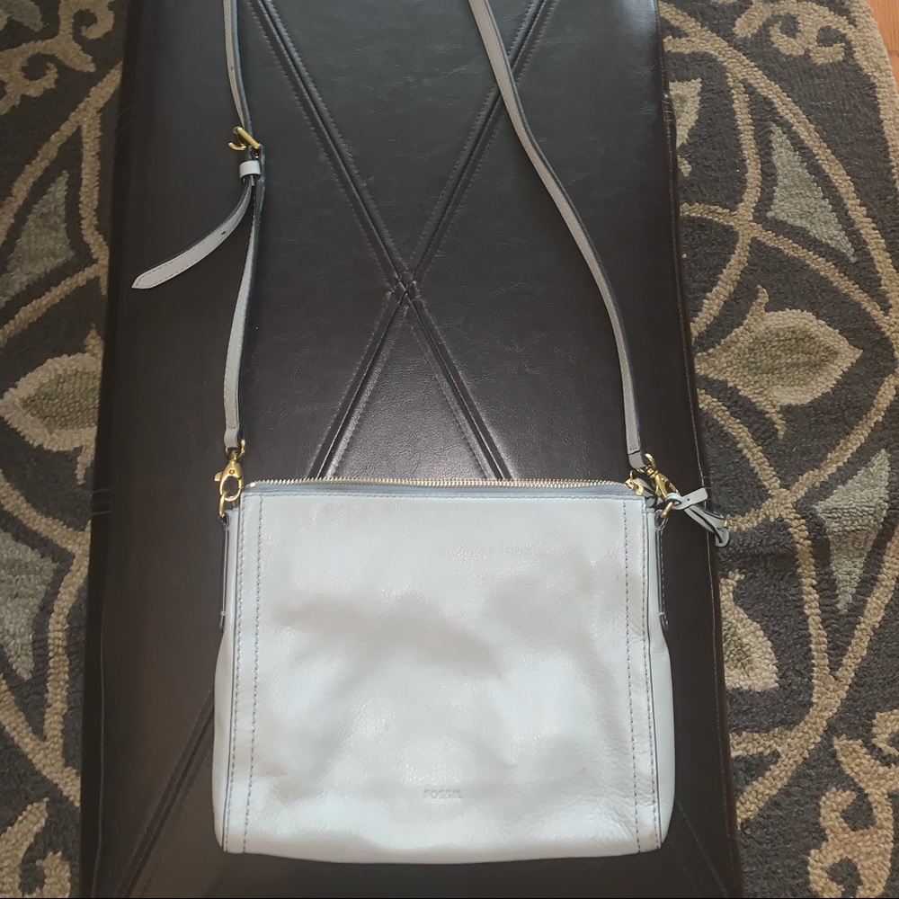 Gray leather Fossil crossbody
